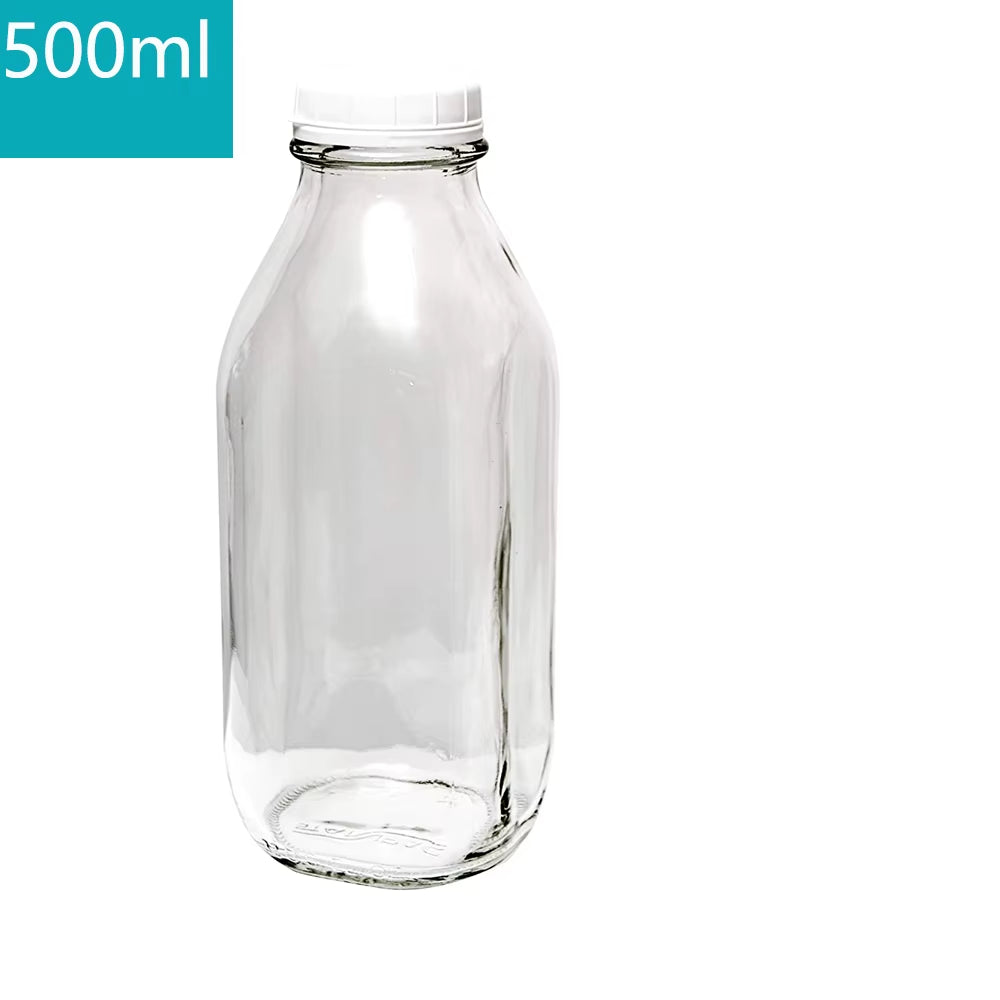 Glass Milk Bottles with Reusable Glass Bottles for Glassware and Drinkware Parties, Weddings, BBQ, Picnics