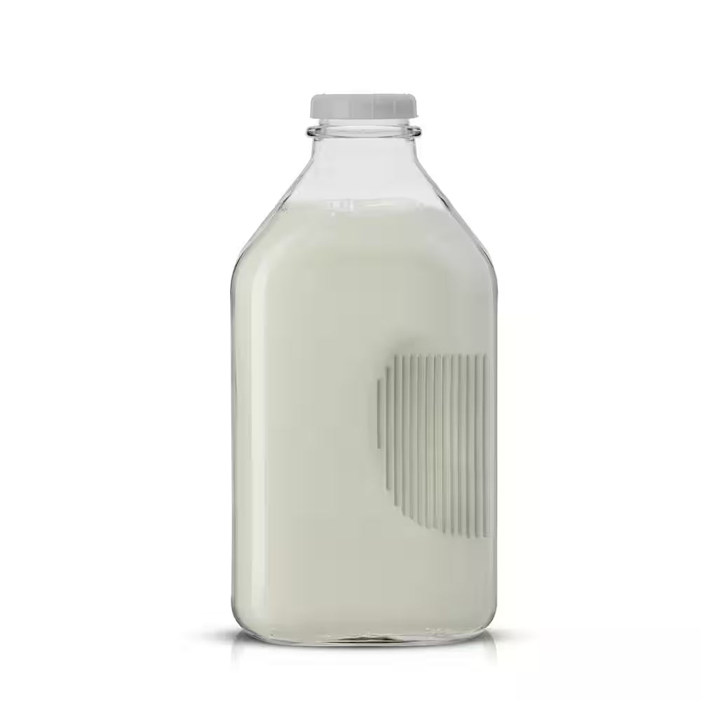 Reusable Glass 64 Oz. Clear Milk Bottle with Lid and Pourer (3-Pack)