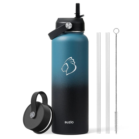 40 Oz Insulated Stainless Steel Water Bottle with Straw Lid and Flex Cap, Double Wall Vacuum Flask for Outdoor Sports and Travel