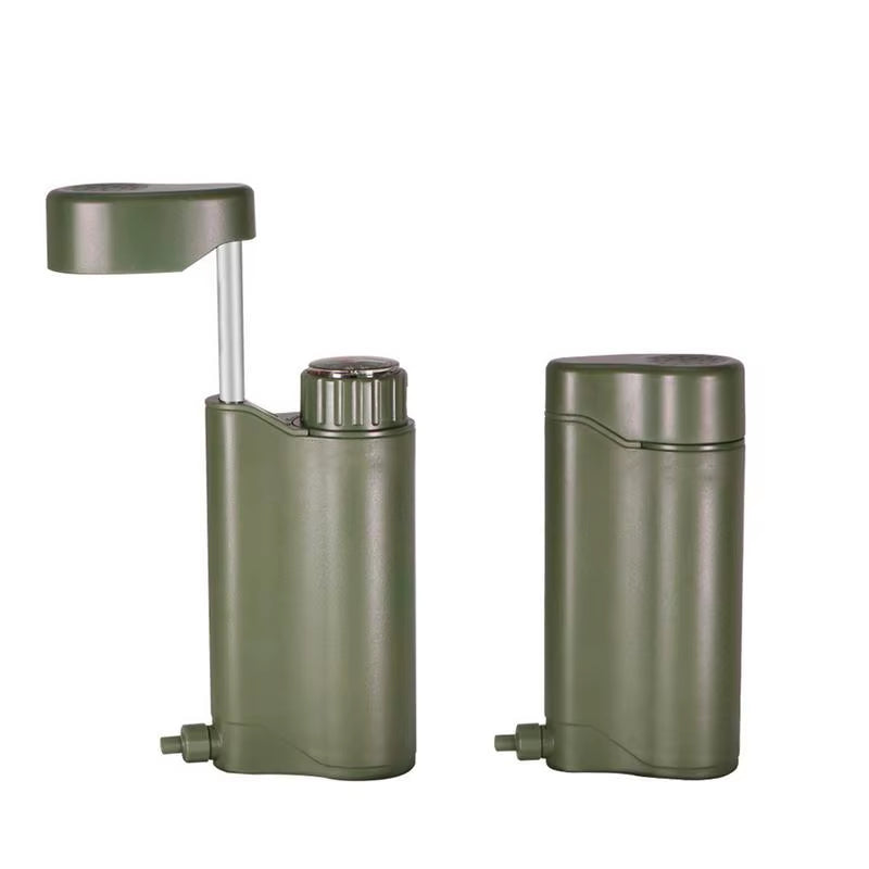 6-Stage Lightweight Water Filter Hand Pump System for Backpacking and Camping with 0.01μm Filtration and Integrated Compass