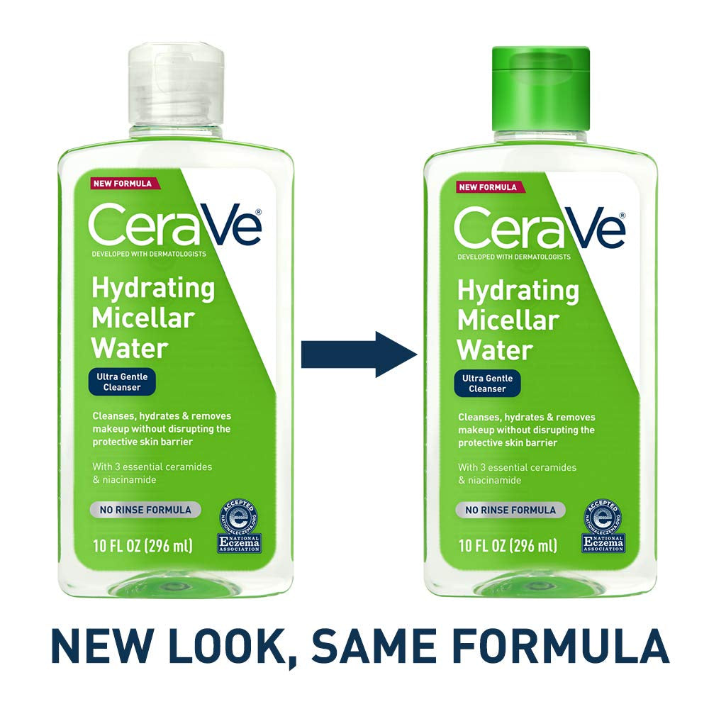 Cerave Micellar Water, New & Improved Formula, Hydrating Facial Cleanser & Eye Makeup Remover, Fragrance Free & Non-Irritating, 10 Fl. Oz