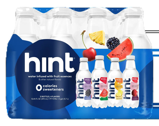 Variety Pack of Flavored Water: Pineapple, Watermelon, Blackberry, and Cherry, 16 Fl Oz, 12 Count