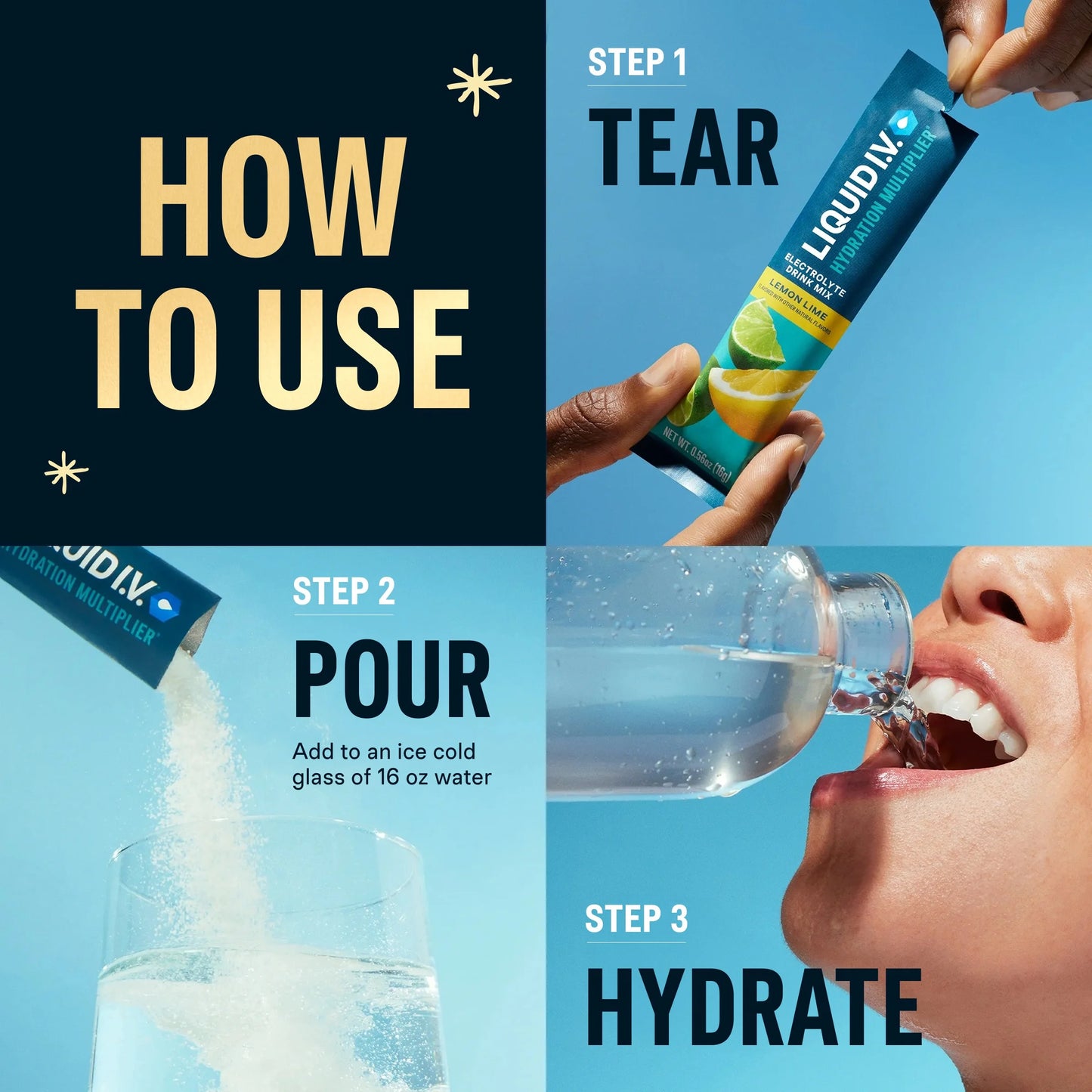 (8 Pack) Liquid I.V.® Lemon Lime Hydration Multiplier® Powdered Electrolyte Drink Mix, 6 Count Packets